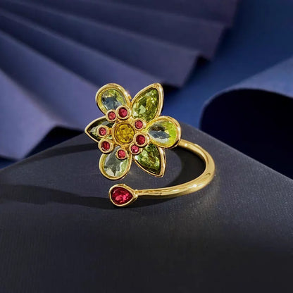 Elara Jewelry™ Floral Multicolor Gemstone Ring