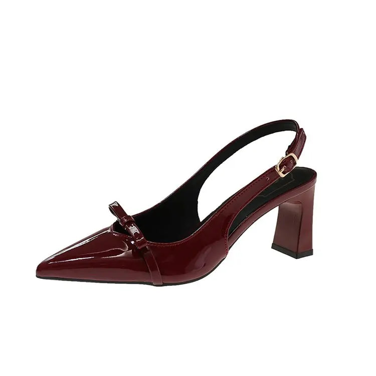 Solenne Shoes™ Pointed Toe Bow Midi Heel