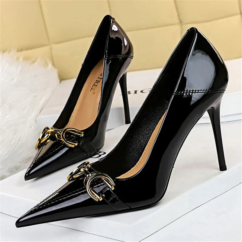 Solenne Shoes™ Metal Buckle Low Heel Pumps