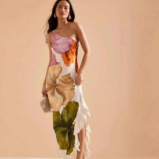 Amoura Dresses™ Irregular One Shoulder Printed Dress