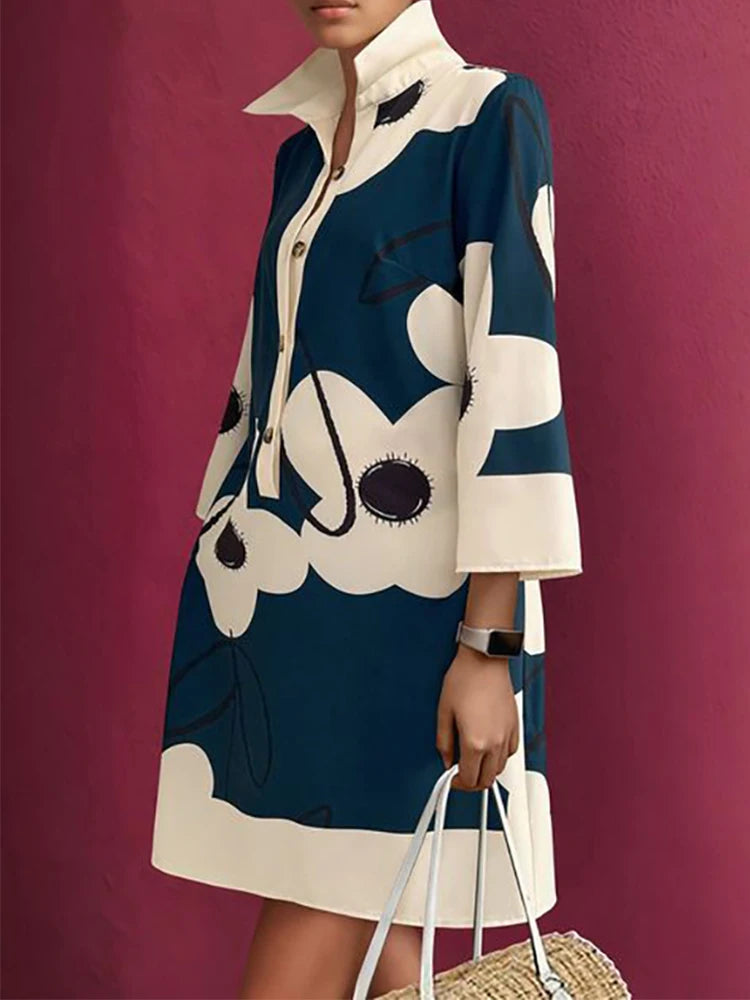 Amoura Dresses™ Floral Lapel Shirt Dress