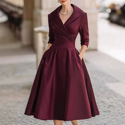 Amoura Dresses™ Elegant Women Lapel Dress