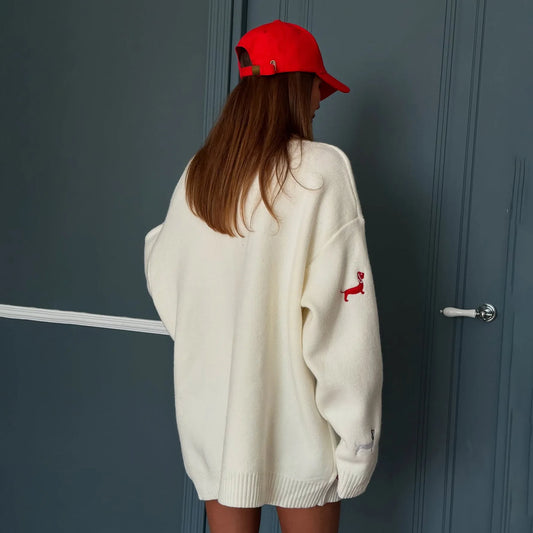 Lunara Winter™ Cute Dachshund Embroidery Cardigan