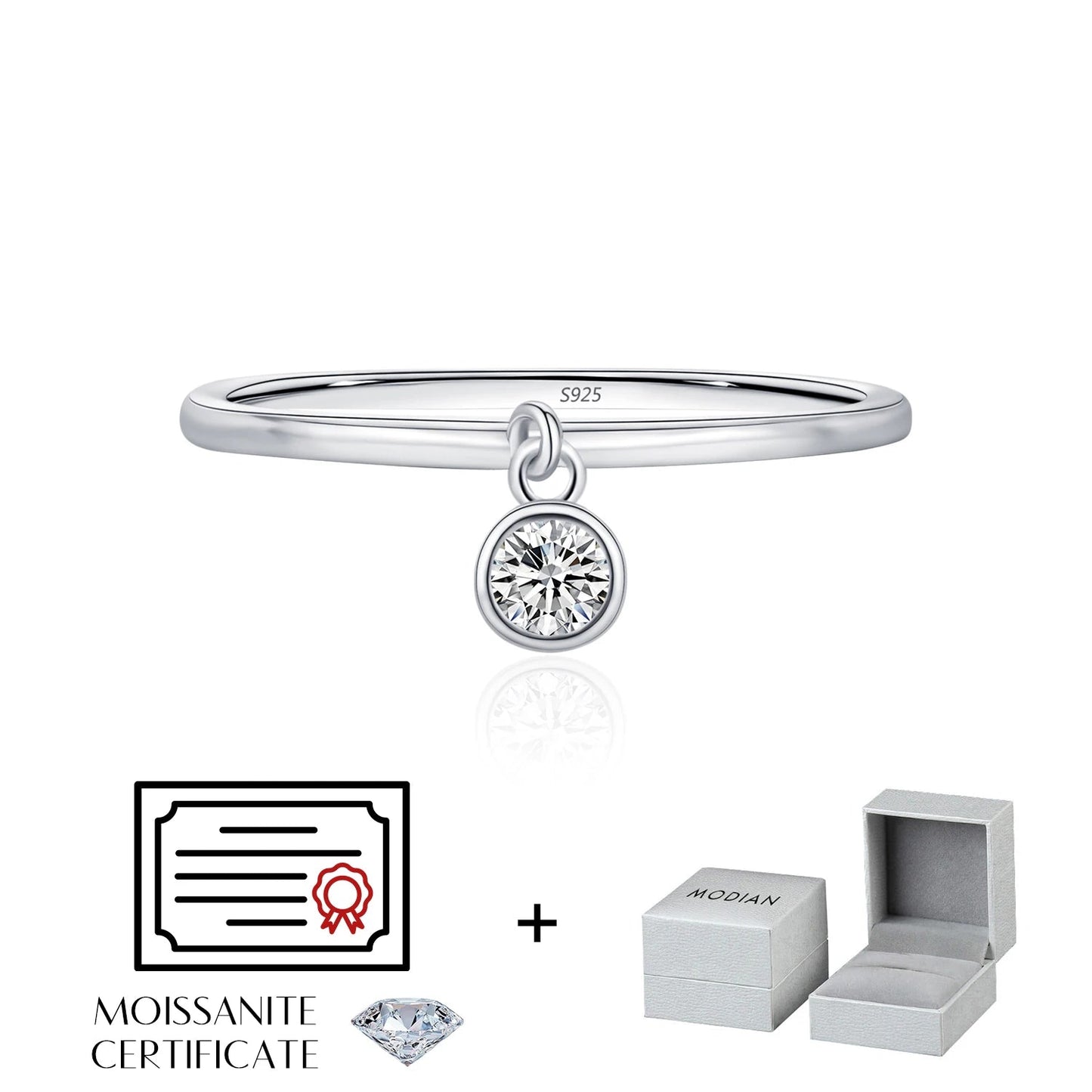 Elara Jewelry™ Celeste Drop Charm Ring