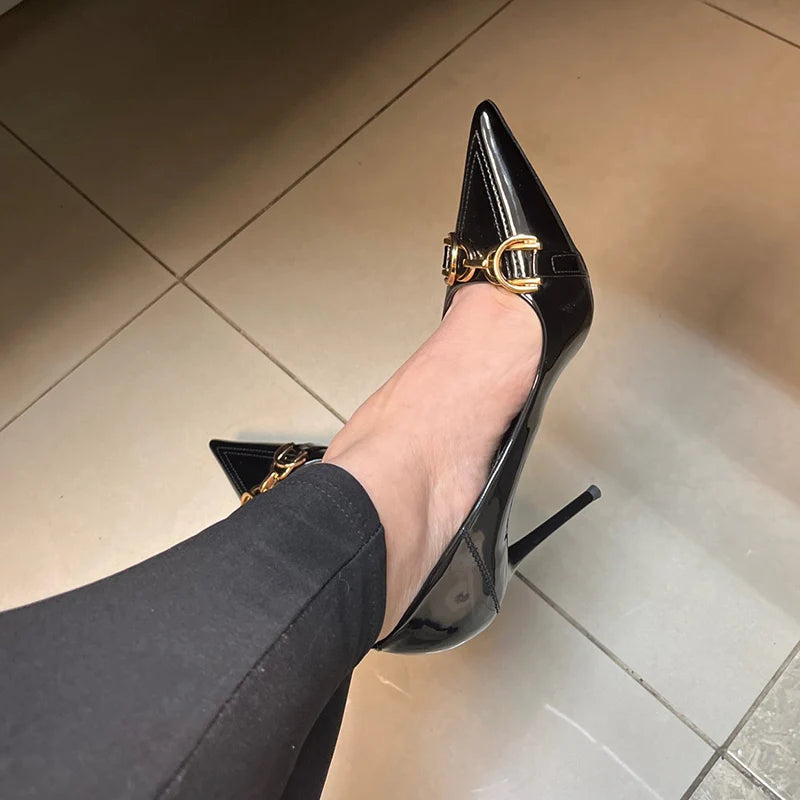 Solenne Shoes™ Metal Buckle Low Heel Pumps