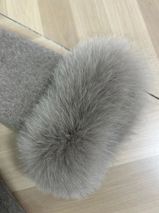 Lunara Winter™ Fox Fur Wool Overcoat for Women