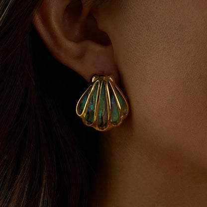 Elara Jewelry™ Abalone Shell Gold Earrings