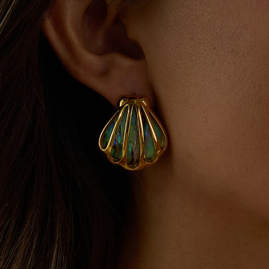Elara Jewelry™ Abalone Shell Gold Earrings
