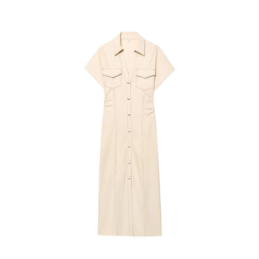 Amoura Dresses™ V-Neck Denim Midi Dress