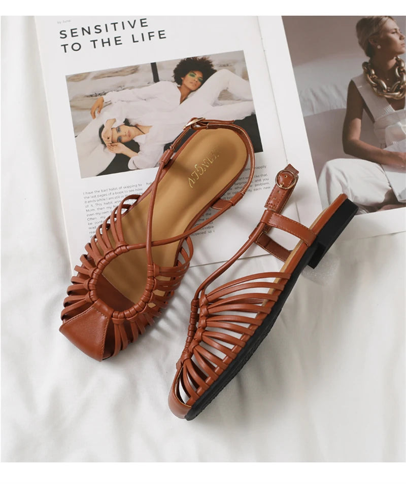 Solenne Shoes™ Casual Metallic Flat Sandals