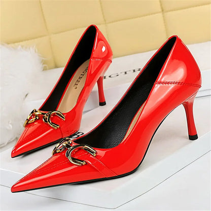 Solenne Shoes™ Metal Buckle Low Heel Pumps