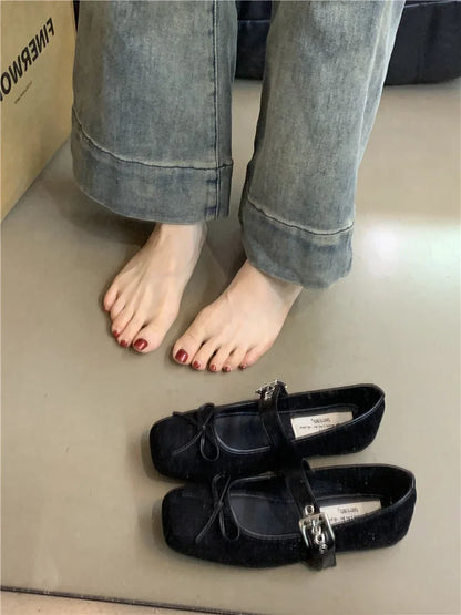 Solenne Shoes™ Square-Toe Bow Ballet Flats