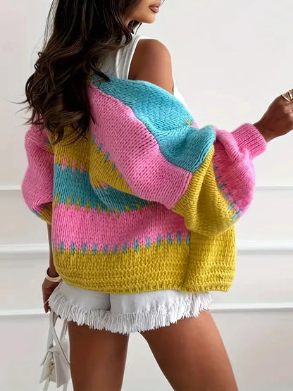 Lunara Winter™ Regenbogen-Strickjacke