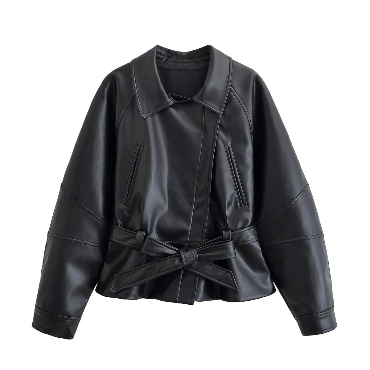 Chaqueta corta de piel sintética con peplum de Lunara Winter™