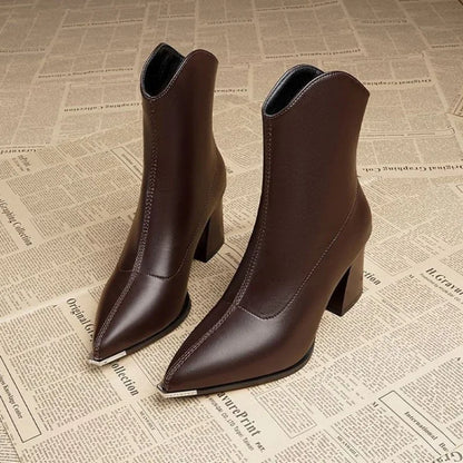 Solenne Shoes™ Winter Thick Heeled Pointed Boots