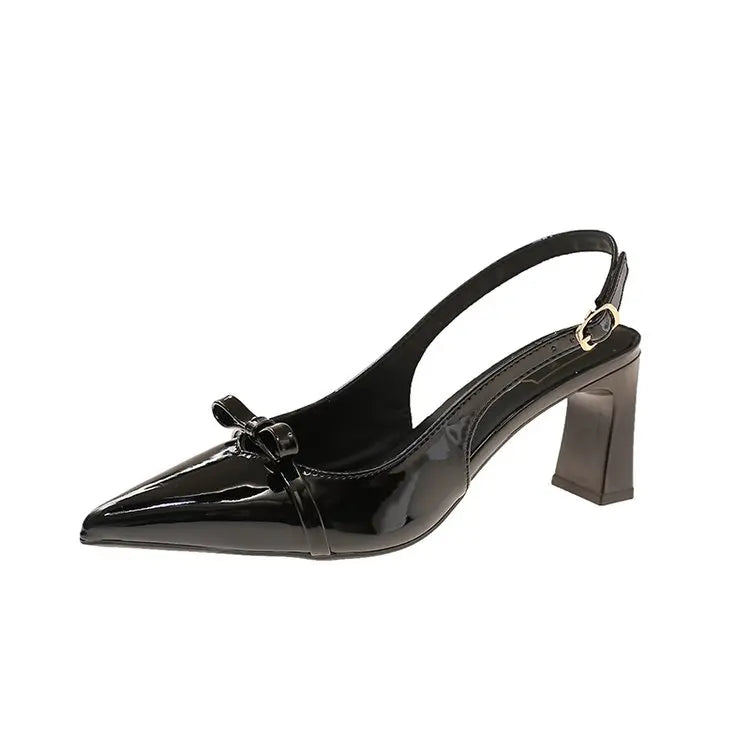 Solenne Shoes™ Pointed Toe Bow Midi Heel