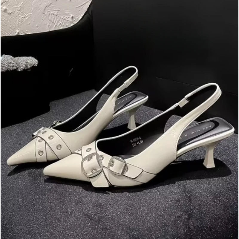 Solenne Shoes™ Pointed Toe Double Buckle Strap Pumps