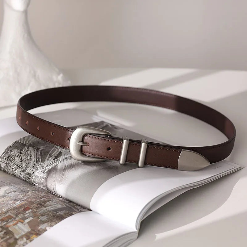ÉlanBag™ Silver Buckle Leather Belt