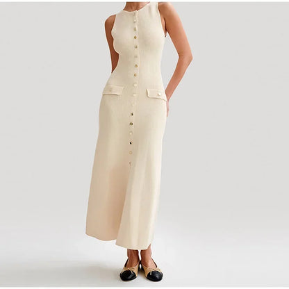 Amoura Dresses™ Button Woman Long Dress