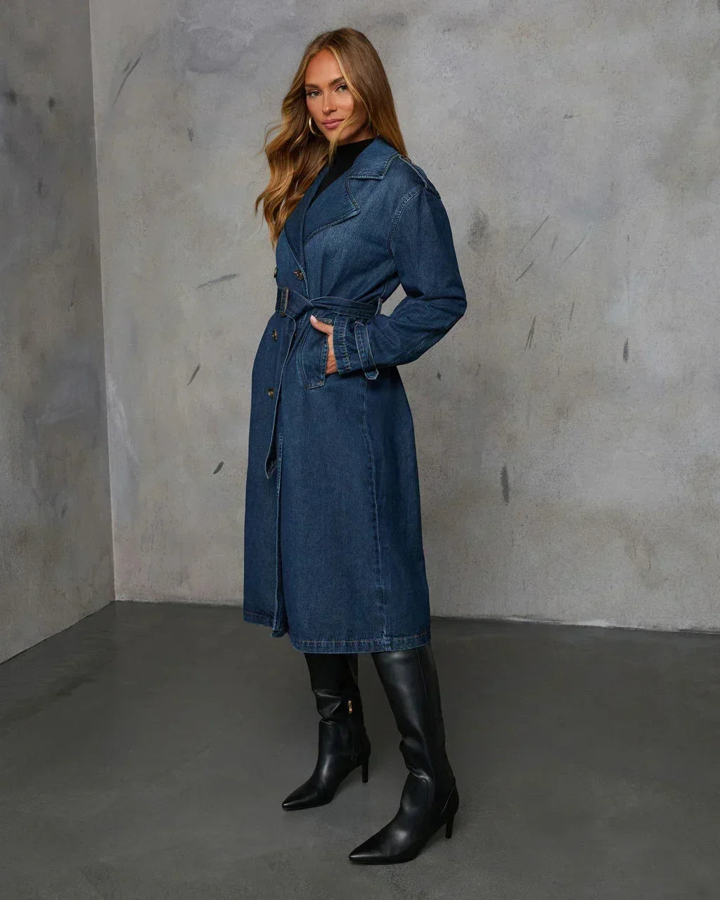 Lunara Winter™ Vintage Long Denim Trench Coat
