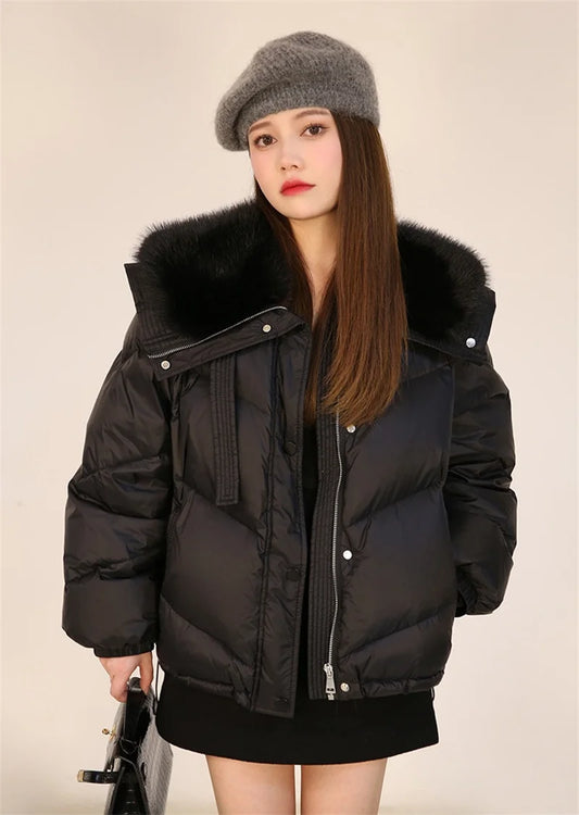Lunara Winter™ Fur Collar Short Parka Jacket