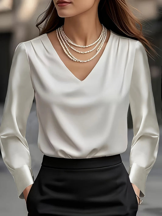 Satin Éclat™ Solid-Color Elegant Blouse