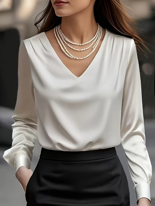 Satin Éclat™ Solid-Color Elegant Blouse