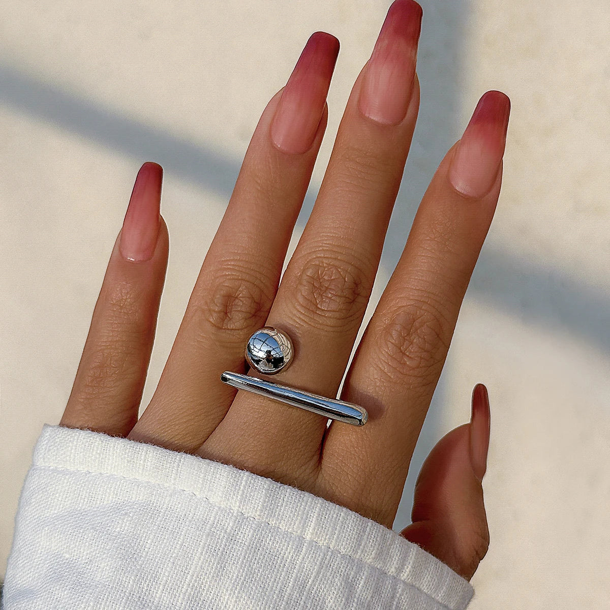 Elara Jewelry™ Bar and Ball Minimalist Ring