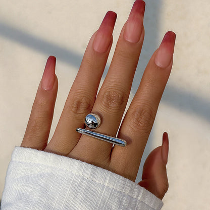 Elara Jewelry™ Bar and Ball Minimalist Ring