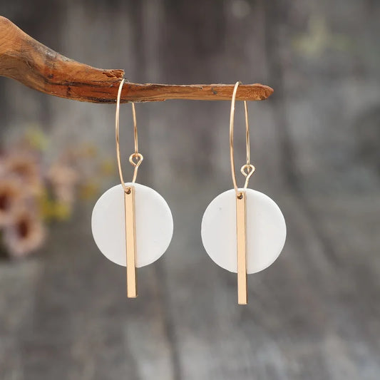 Elara Jewelry™ Disc Drop Hoop Earrings