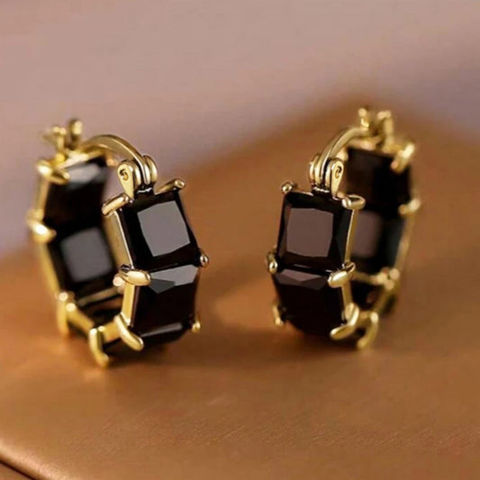 Elara Jewelry™ Emerald Cut Crystal Hoop Earrings