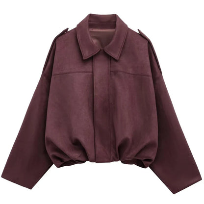Lunara Winter™ Cropped Faux Suede Utility Jacket