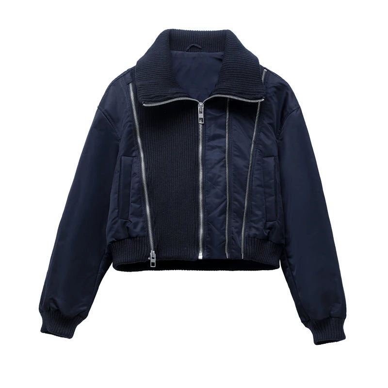 Lunara Winter™ verkürzte, gerippte Bomberjacke mit Steppung