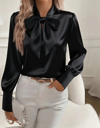 Satin Éclat™ Women’s Bow Long Sleeve Shirt