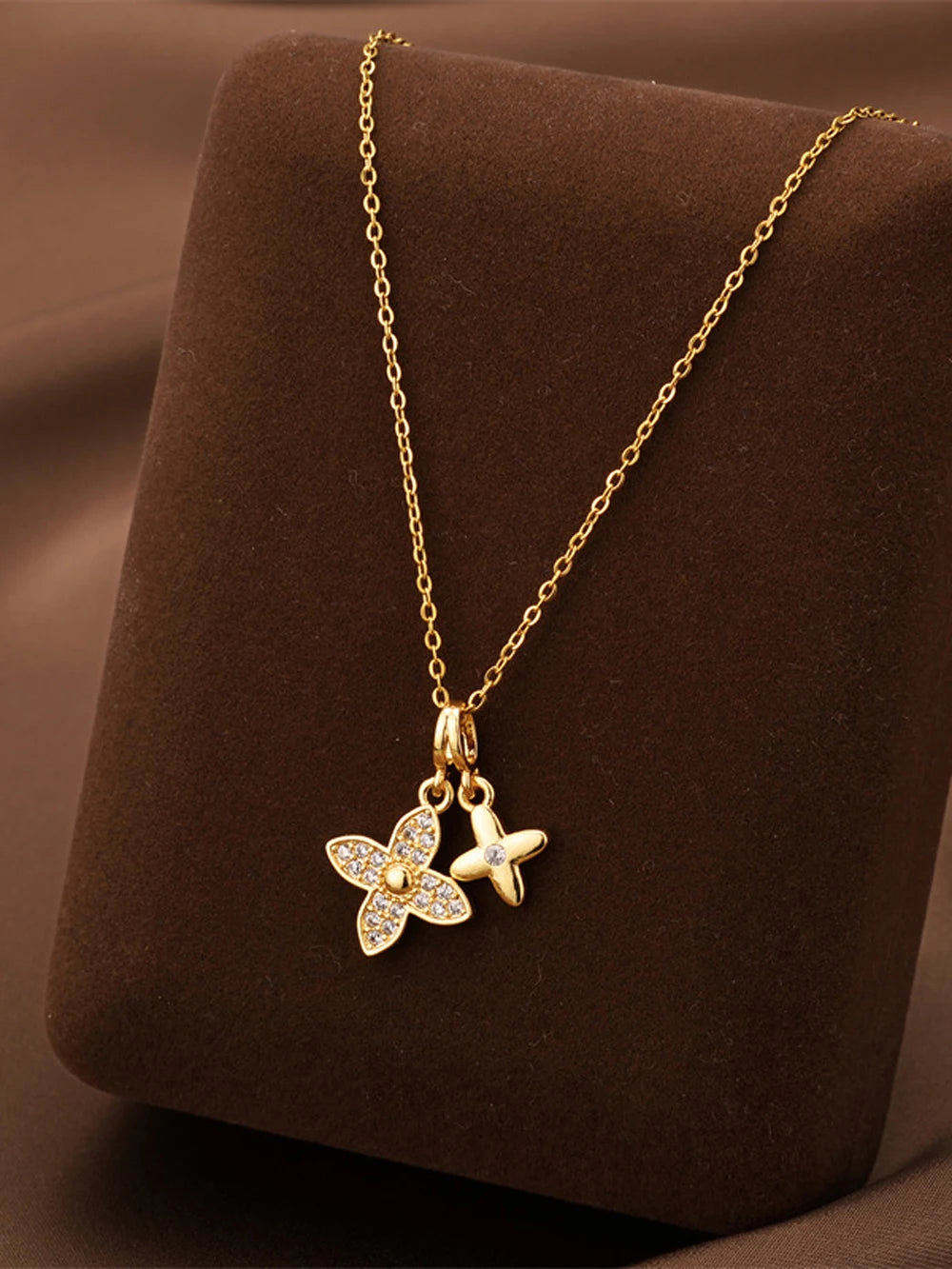 Elara Jewelry™ Crystal Butterfly Flower Necklace