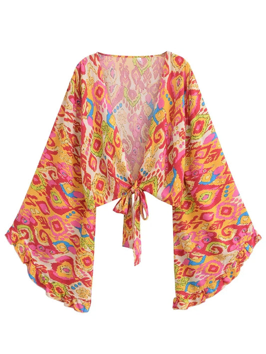 SeaLure™ Kimono à volants fleuri Boho Queens