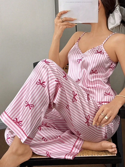 Satin-Éclat™-Pyjama-Set mit Schleifenmuster
