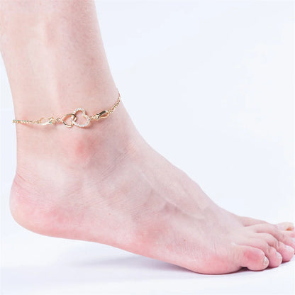 Elara Jewelry™ Amora Twin Heart Anklet