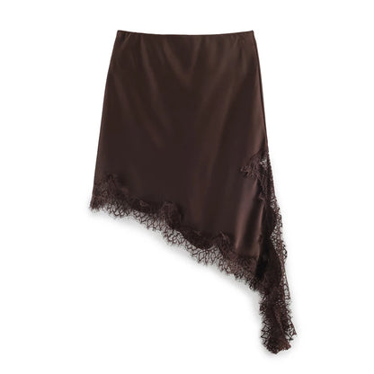 Satin Éclat™ Vintage Satin Lace Mini Skirt