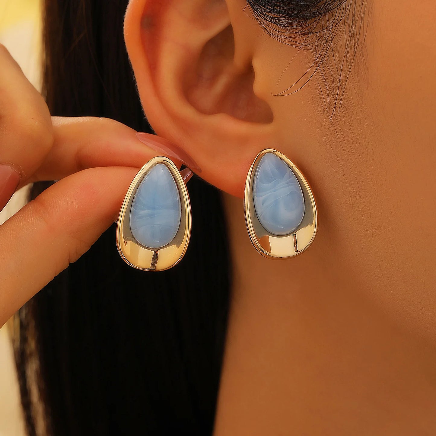 Elara Jewelry™ Teardrop Color Stone Stud Earrings