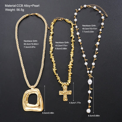 Elara Jewelry™ Geometric Square Pendant Necklace Set
