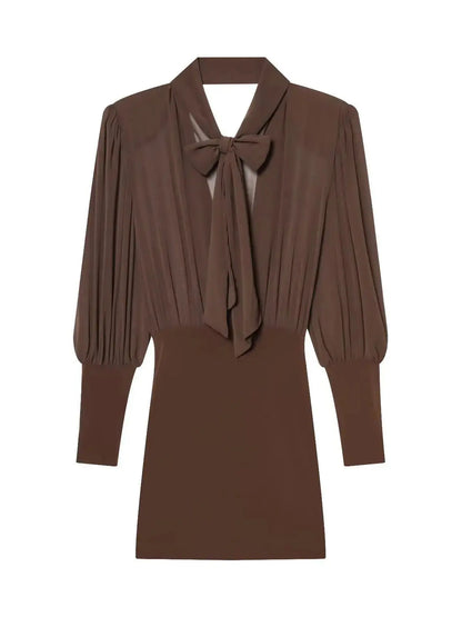 Amoura Dresses™ Stacked Collar Backless Dress