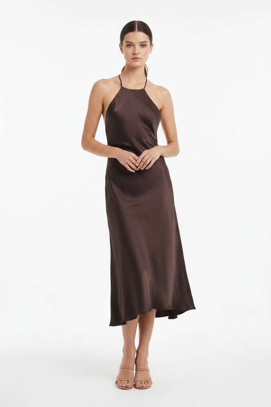 Amoura Dresses™ Spring Satin Halter Midi Dress