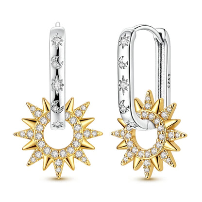 Elara Jewelry™ Sunburst Crystal Hoop Earrings