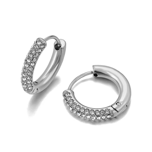 Elara Jewelry™ Crystal Pavé Huggie Hoop Earrings