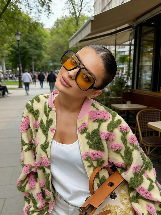 Lunara Winter™ Flower Plush Bomber Jacket