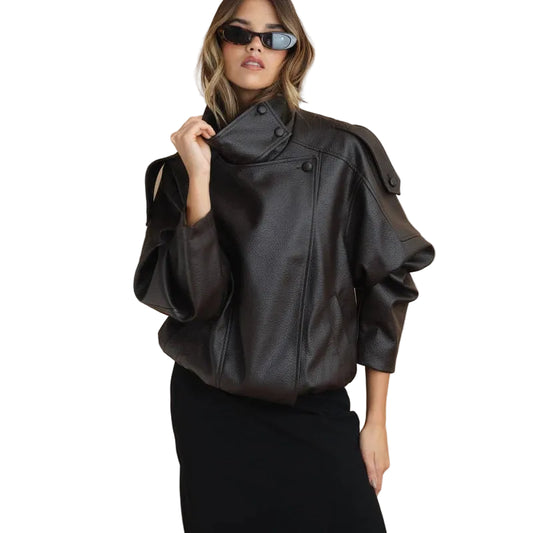Lunara Winter™ Cropped Faux Leather Puff Jacket