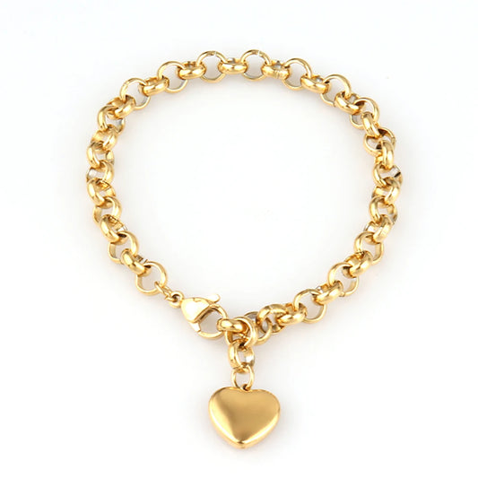 Elara Jewelry™ Chunky Heart Charm Bracelet