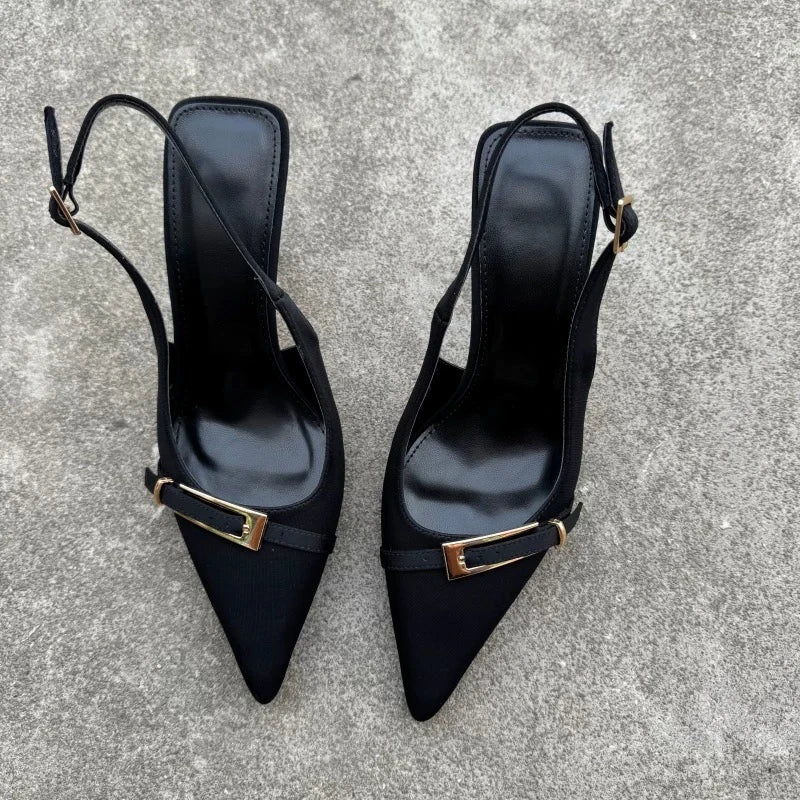 Solenne Shoes™ Casual Pointed Toe Buckle Heels