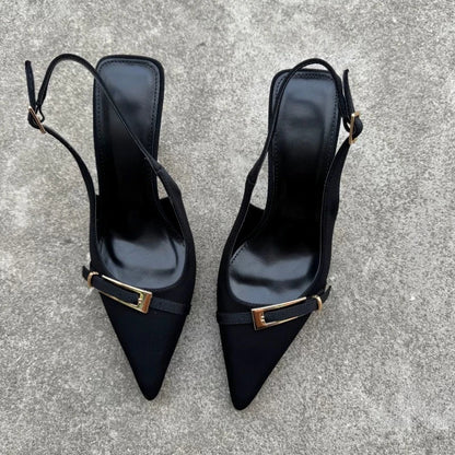 Solenne Shoes™ Casual Pointed Toe Buckle Heels